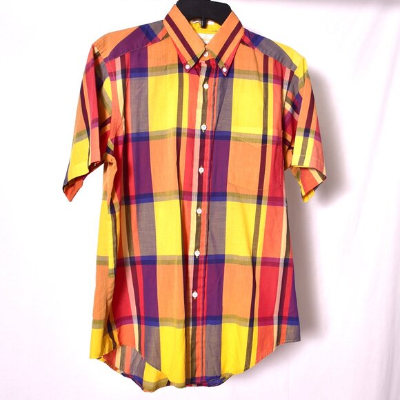 Saddlebred Men's Short Sleeve Button Down Shirt Made in the USA Size Medium - Picture 1 of 6